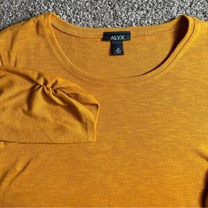 ALYX mustard qt sleeve pullover top 2X womens blouse boho fall knit flowy preppy